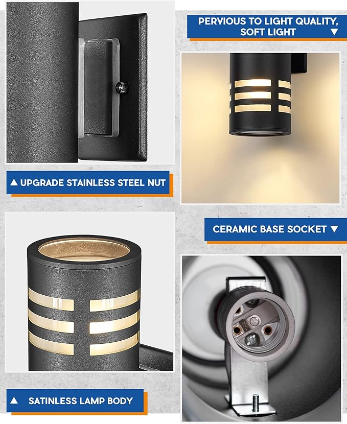 TENGXIN Outdoor Exterior Wall Light,Up and Down Cylinder Modern Porch Light,Stainless Steel 304 and Toughened | Lumora