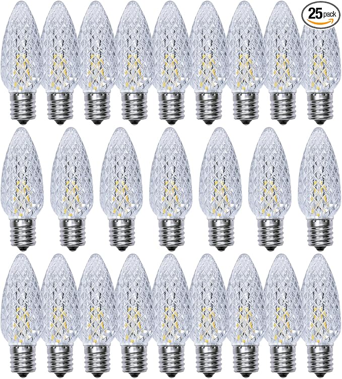 C9 Christmas Light Bulbs 25 Pack, Shatterproof Replacement LED Bulb, 2700K Warm White Fairy Lights for Indoor and | Lumora