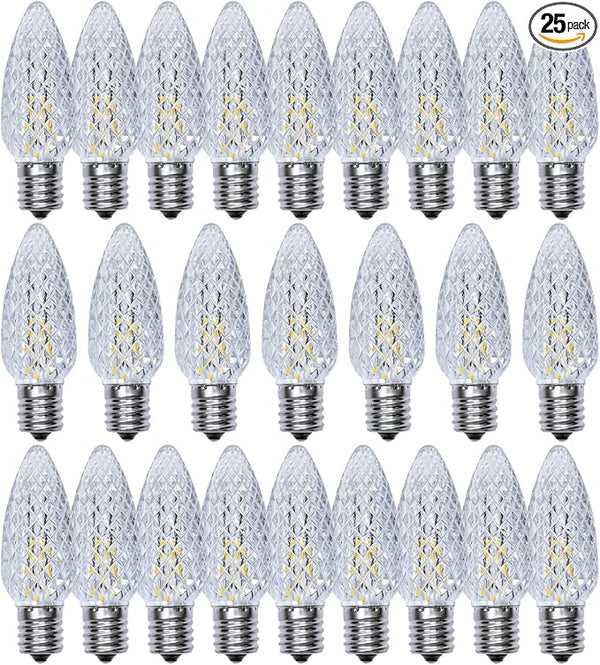 C9 Christmas Light Bulbs 25 Pack, Shatterproof Replacement LED Bulb, 2700K Warm White Fairy Lights for Indoor and | Lumora