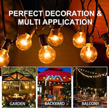 100FT G40 Outdoor String Lights with 100 Glass Edison Bulbs (4 Spare), 4W E12 Base Warm Yellow Globe Patio Lights | Lumora