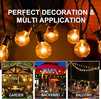 100FT G40 Outdoor String Lights with 100 Glass Edison Bulbs (4 Spare), 4W E12 Base Warm Yellow Globe Patio Lights, Waterproof Hanging Incandescent for Backyard Porch Balcony Party Indoor Décor