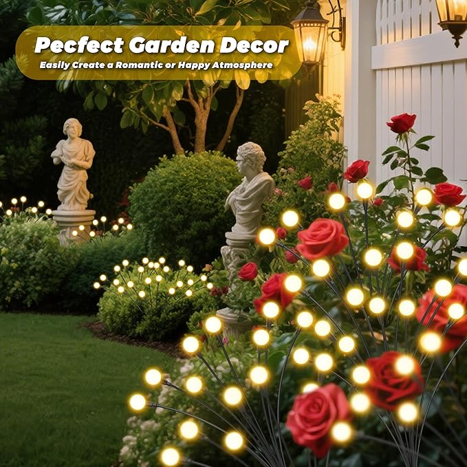 Solar Lights Outdoor-4Pack 32LEDs Solar Garden Firefly Lights Outside,Solar Powered Light Outdoor and Garden | Lumora