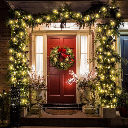 C7 Christmas Lights 25Ft Outdoor Christmas String Light, Stranger Things Lights with 27 Clear Warm White Bulbs, Vintage String Light for Garden Patio Tree Decoration, Green Wire