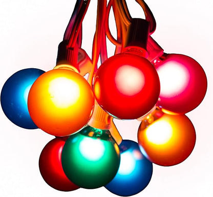 Hometown Evolution, Inc. Assorted Satin Pearl Outdoor Patio Globe String Lights (50 Foot, G50 Assorted 2 Inch Bulbs - White Wire)