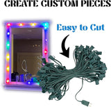 HLO Lighting C7 Light Strings | 50' Green Cord with 12" Socket Spacing, E12 Light Stringer for C7 Christmas Lights | Lumora
