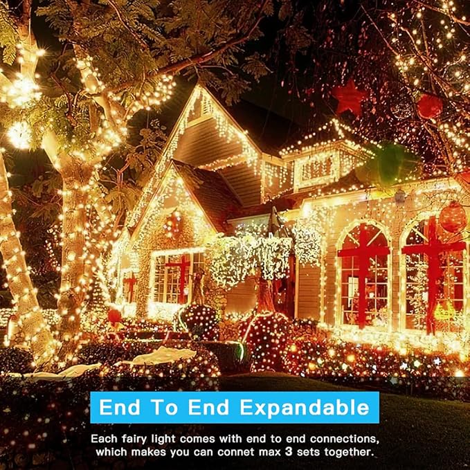AmyHomie Warm White Christmas Lights, 108Ft 300LED Plug-in Christmas String Lights,8 Modes Waterproof Fairy String | Lumora