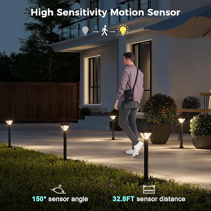 XMCOSY+ Smart Solar Lights Outdoor with Motion Sensor, 150LM APP Control RGBCW Color Changing Solar Garden Lights | Lumora