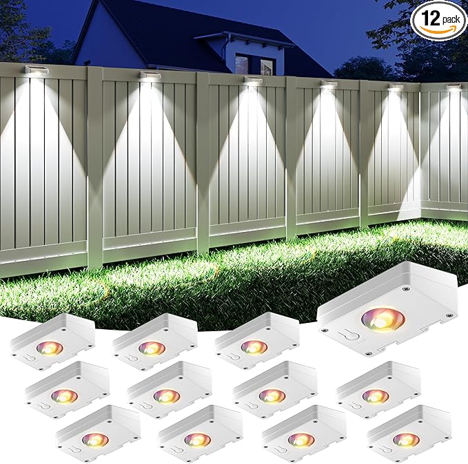 VOLISUN Solar Fence Lights, Fence Lights Solar Powered, IP65 Waterproof LED, RGB Color - Outdoor Path Light | Lumora