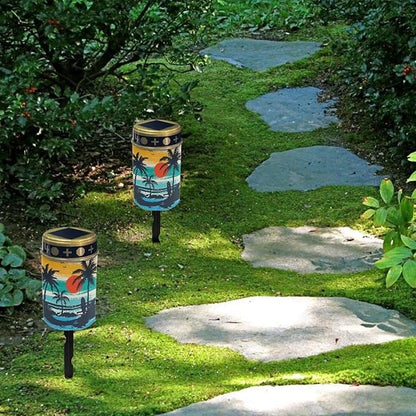 Palm Tree Solar Dusk to Dawn Lights Outdoor Waterproof Solar Memorial Lights for Graves Eternal Light Solar Powered Lighted,Cemetery Decor Candle Lamp Memorial Decoration
