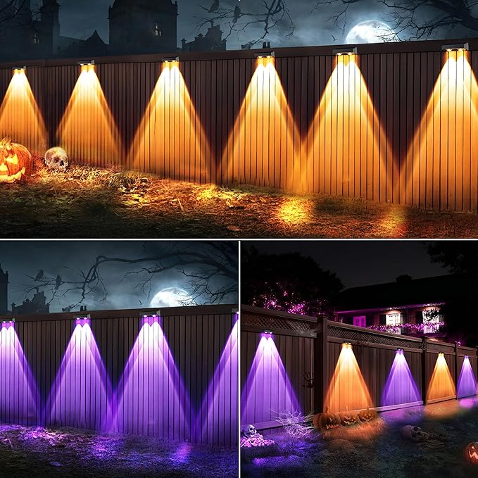 ODEETRONIC Solar Fence Lights Outdoor - 12 Pack RGB + Warm & Cool White Solar Deck Lights, 9 Fixed Color Changing | Lumora