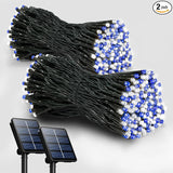 2 Pack Solar Christmas Lights Outdoor, 72FT 200 LED Solar String Lights with 8 Lighting Modes, IP65 Waterproof | Lumora