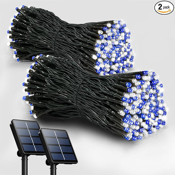 2 Pack Solar Christmas Lights Outdoor, 72FT 200 LED Solar String Lights with 8 Lighting Modes, IP65 Waterproof | Lumora