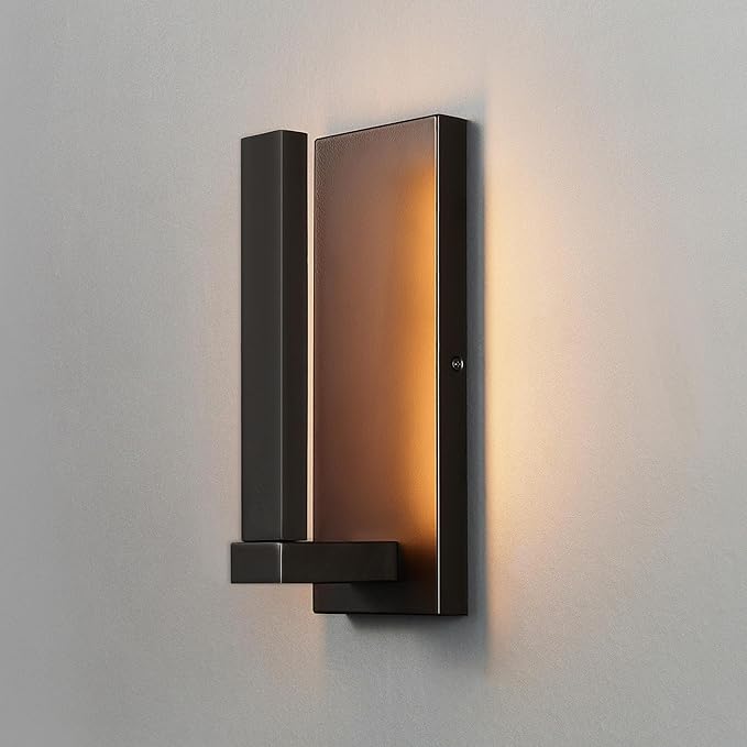GLOBE Electric 60000128 10W Integrated LED Outdoor Wall Sconce, Bronze Finish, Modern Rectangle Frame, 650 Lumens, 2700K Warm White, Weather-Resistant, 12-Inch Height