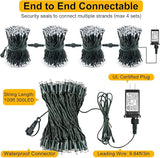 100FT 300 LED Christmas Lights Outdoor for St Patrick's Day, Green String Lights Indoorwith 8 Modes, Waterproof | Lumora