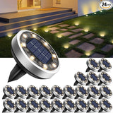 btfarm 24 Pack Solar Lights Outdoor, 8 LED Solar Ground Lights IP65 Waterproof Flat Solar Disc Light, Pathway | Lumora