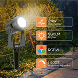 SUNTHIN Outdoor Landscape Lighting with Remote, RGBW Color Changing Spot Uplights, 16 Pack | Lumora