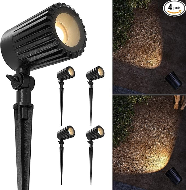 Sunco Low Voltage Landscape Spotlights 12V, 4-Pack – 10.5W LED Outdoor Uplights for Gardens/Trees/Flags/Walkways | Lumora