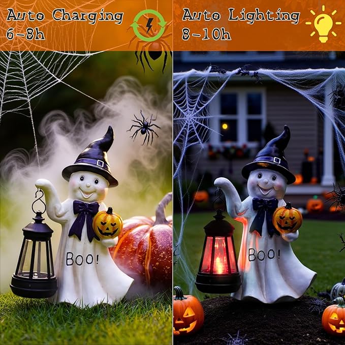 Halloween Decoration Ghost Solar Statue Outdoor - Cute Halloween Decor for Garden Home Patio Balcony : Unique Gifts | Lumora