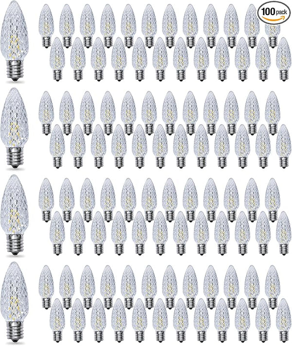 C9 Christmas Light Bulbs 100 Pack, Shatterproof Replacement LED Bulb, 2700K Warm White Fairy Lights for Indoor and | Lumora