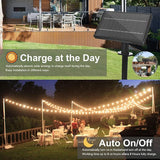 RTTY Solar String Lights Outdoor Waterpoof 50ft with 25pcs Dimmable Shatterproof ST38 Vintage Bulb,Remote Solar | Lumora