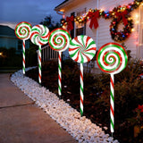 Christmas Lollipop Pathway Lights-5 Pack Solar Powered Outdoor Garden Path Lights Xmas Candy Cane Landscape | Lumora