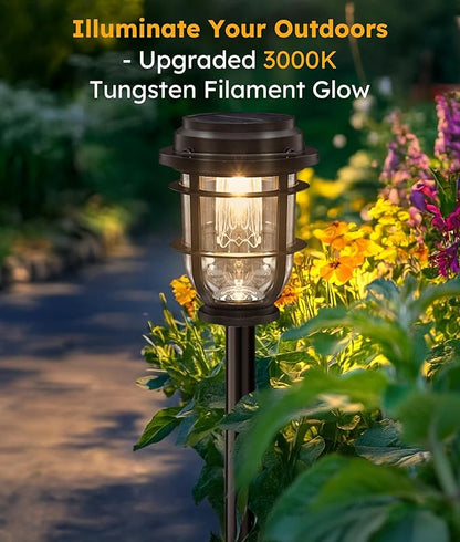 Bright Solar Pathway Lights Outdoor, 8 Pack Waterproof IP65, Auto On/Off Solar Powered Garden Lights for Yard Lawn Walkway Landscape Pool Outside - 3-in-1 Hanging, Tabletop & Stake Lighting