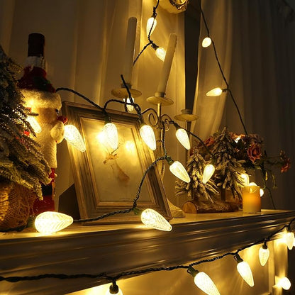 Brizled Warm White Christmas Lights - 33ft, 50 LED C9 Connectable Indoor/Outdoor Xmas String Lights, UL Certified for Holiday House, Roof, Yard, Garden, Porch and Party
