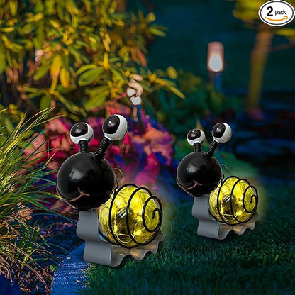 EVOLUX Solar Outdoor Snail Lights for Garden - Outdoor Statues Figurine Lights for Lawn, Patio, Balcony, Yard Ornament Cut Housewarming Gifts(2 pcs)