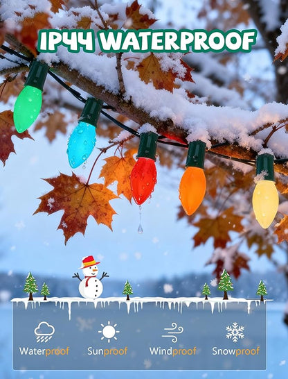 25Ft LED Valentine's Day Outdoor String Lights, C9 String Lights with 27 0.6W Spray Painted Multicolor Bulbs, Vintage Christmas Lights for Holiday Party Backyard Wedding Garden Patio Porch Decor