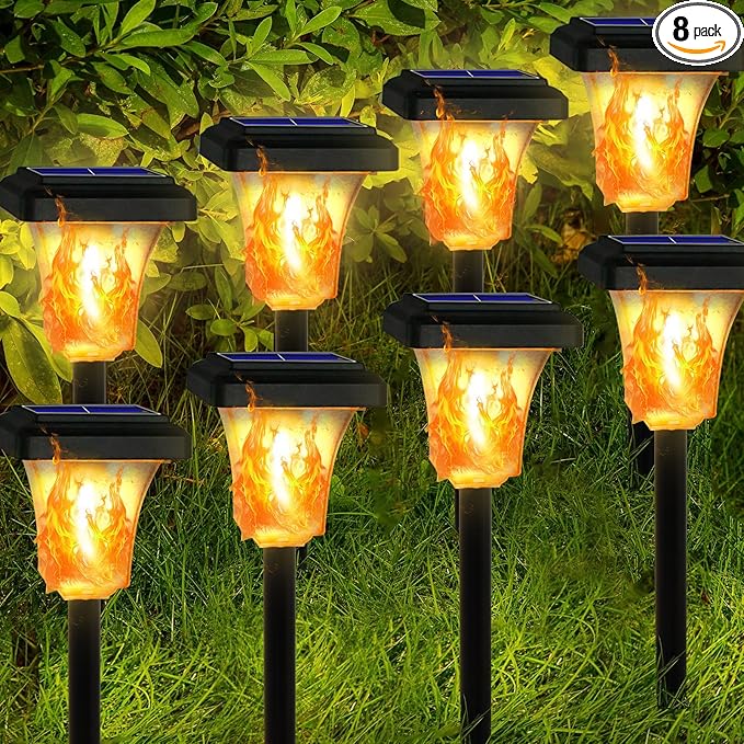 Swingers Solar Lights Outdoor,LED Solar Torch Lights with Flickering Flame,Waterproof Outdoor Garden Light for Christmas, Garden, Landscape, Path, Yard, Patio (8)