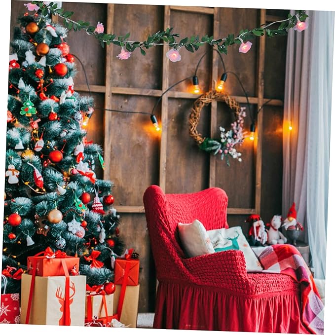 DOITOOL 2pcs Decorative Garland String Light Xmas Decor Led Flowers Battery Operated for Outdoor and Indoor Festivities for Gardens and Patios