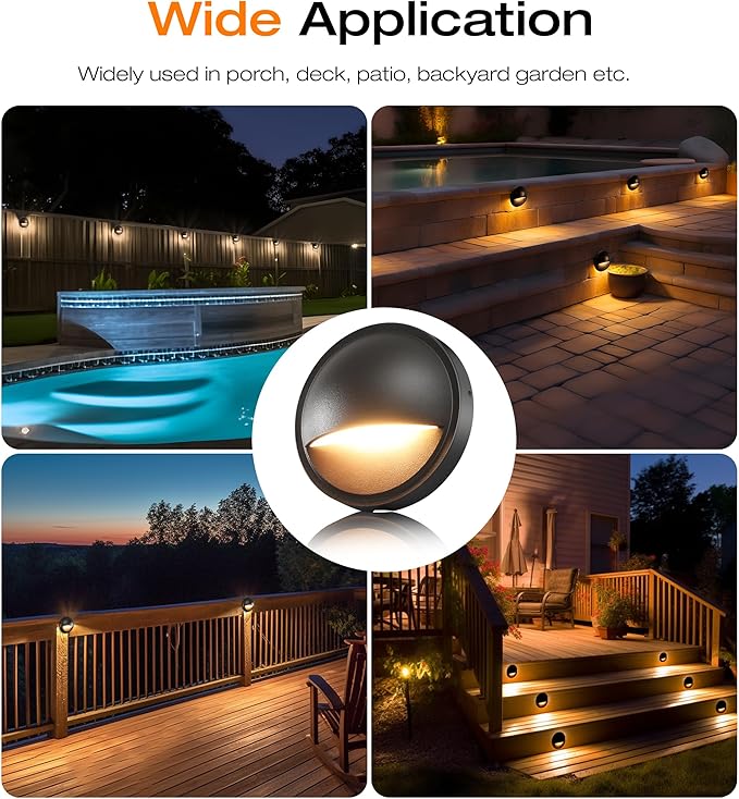 CLOUDY BAY [6 Pack] 3CCT Low Voltage LED Deck Lights Outdoor,2700K/3500K/5000K Selectable,Landscape Step Stair | Lumora