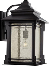 Franklin Iron Works Hickory Point Farmhouse Rustic Mission Outdoor Wall Light Fixture Bronze Lantern 19" Frosted | Lumora