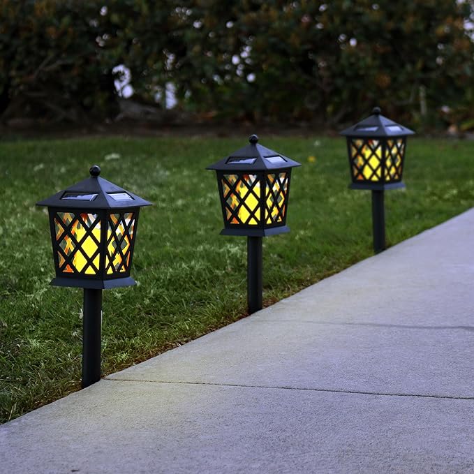 Alpine Corporation 16" Tall Outdoor Solar Powered Pathway LED Light Stakes (Set of 4)