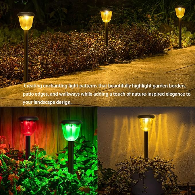 Solar Pathway Lights Outdoor, Solar Lights Waterproof, Taller Pathway Light with Larger Panel, Auto On/Off Up to 10 | Lumora