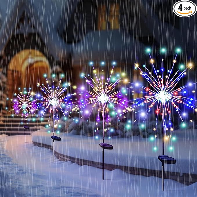Outdoor Solar Garden Lights, 120 LEDs 8 Lighting Modes Waterproof Solar Fireworks Light Sparklers for Patio Walkway | Lumora