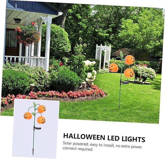 Halloween Pumpkin Solar Garden Light LED Outdoor Landscape Lawn Decor with Colorful Slow Flashing Glow