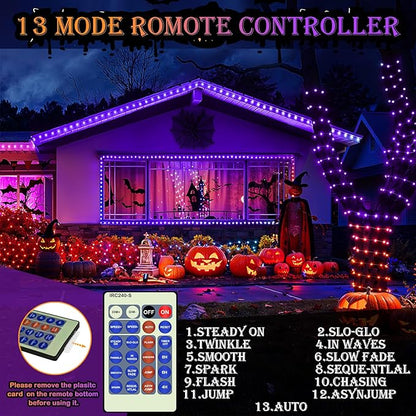Decute 500LED 164FT Fairy String Lights Halloween Lights Silver Wire with Remote, Firefly Starry Light for DIY Christmas Tree Costume Wedding Party Table Centerpiece Decor Orange Purple