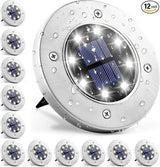 GIGALUMI Solar Ground Lights 12 Pack, 8 LED Automatic Solar Garden Lights, Waterproof Solar Powered In-Ground | Lumora