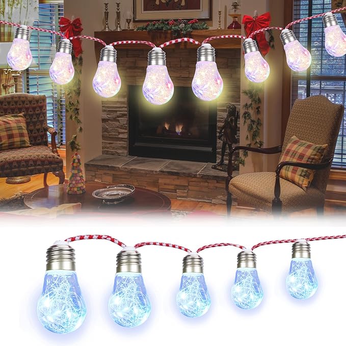 Vigdur Multicolor Globe String Lights - Color Changing Fairy Lights Plug in with 10 Plastic Bulbs, Indoor Outdoor Light for Bedroom Party Wedding (10ft)