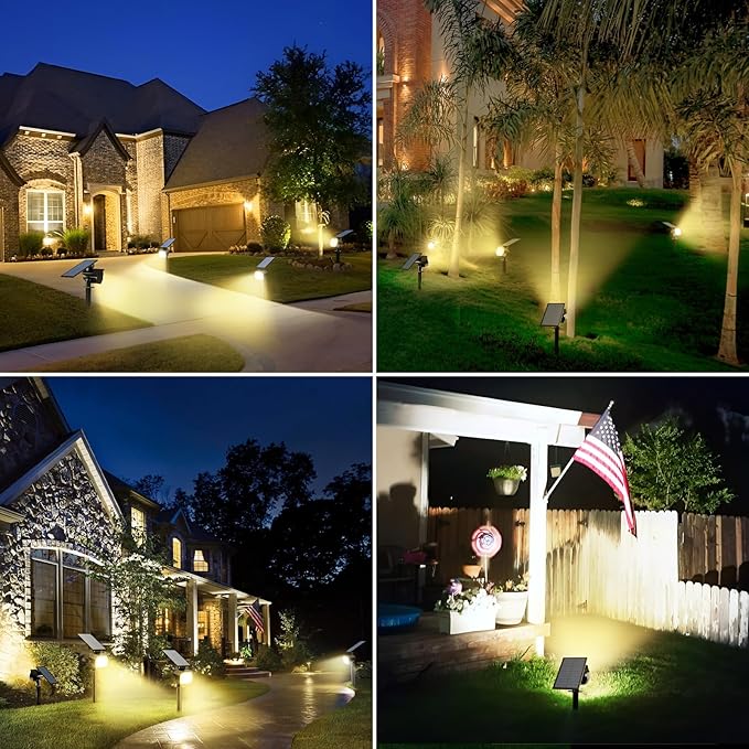 btfarm 2 Pack Solar Spot Lights Outdoor Waterproof IP65, 52 LED Landscape Lights 3 Lighting Modes, Spotlights | Lumora