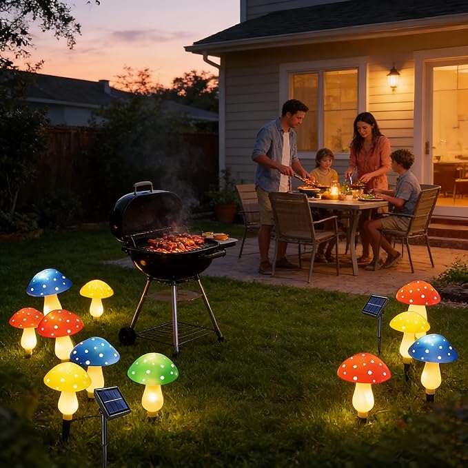 Outdoor Garden Corridor Light, 1-to-8 Solar Mushroom Lights for Outdoor Decoration, Outdoor, 8-Mode Garden Path | Lumora