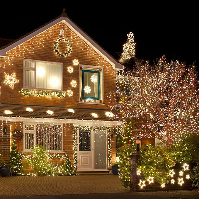 XTF2015 Christmas Outdoor Indoor Lights, 105ft 300 LED End to End Connected 9 Modes Timer Remote Christmas String | Lumora
