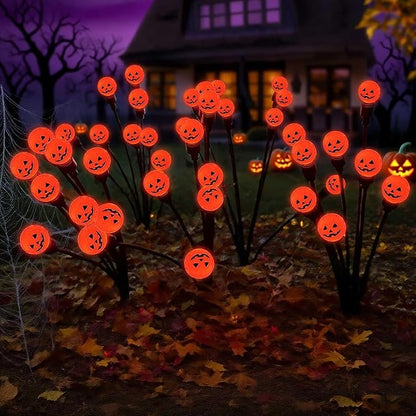 2PCS Halloween Solar Lights Outdoor, Waterproof Solar Pathway Lights, Halloween Party Decoration Lights Atmosphere Lights Lamps, Wireless Outdoor Décor for Yard, Lawn, Patio, Party (Orange)