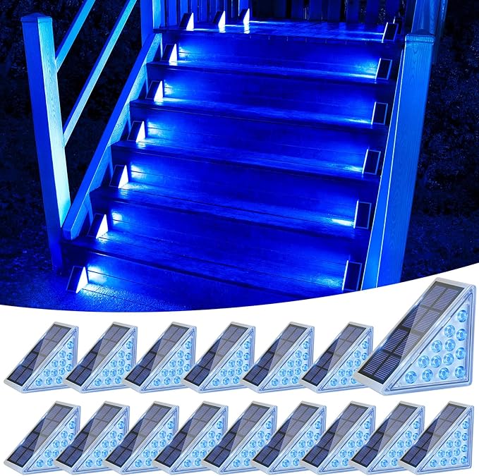 VOLISUN Solar Stair Lights 16 Pack, Solar Step Lights Outdoor, Halloween Light, LED Outdoor Step Light,Outdoor | Lumora