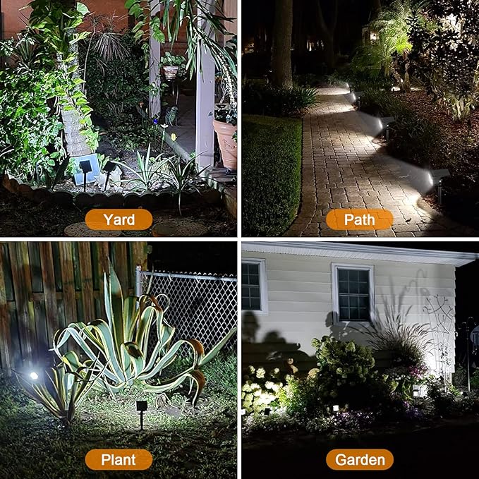 LANSOW Solar Spot Lights Outdoor, [8 Pack/76 LED] 2-in-1 Solar Landscape Spotlights, 3 Modes IP65 Waterproof Dusk | Lumora