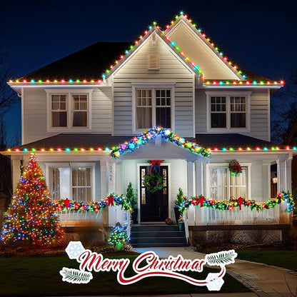 Minetom C9 Bulb String Lights Outdoor 100 Feet Multicolored Christmas Lights Green Wire for Outdoor Patio Room Christmas Tree Party Backyard Xmas Decoration, E17 Base, 100+4 Bulbs, Not Connectable