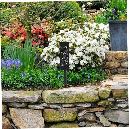 balacoo 2 Pcs Solar Garden Lights Hollow Rectangle Design LED Outdoor Pathway Light Ground Inserted Solar Energy Lamp for Lawn and Patio Decoration