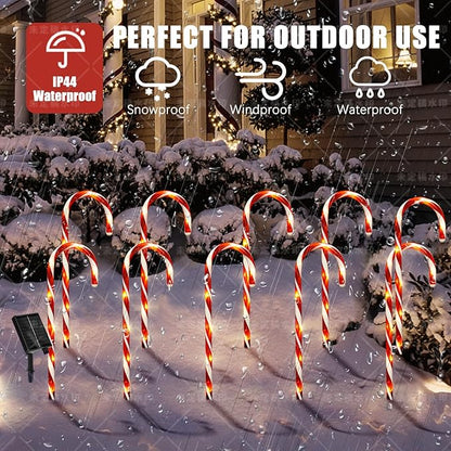 20 Pcs Christmas Candy Cane Lights, 21'' Solar Pathway Lights with 8 Lighting Modes, Waterproof Garden Lights for Outdoor Christmas Patio Yard Walkway Decorations
