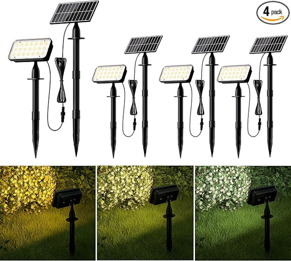 JACKYLED Solar Spot Lights Outdoor, 84-LED Solar Spotlights with 10ft Cord, 5 Lighting Modes, IP65 Waterproof | Lumora